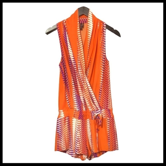 MARCIANO Tropic Twist Romper in Orange Multi - Picture 1 of 7